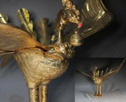 未使用長期保管品■神輿・厨子用 金メッキ鳳凰彫■金工品・祭礼具