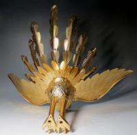 未使用長期保管品■神輿・厨子用 金メッキ鳳凰彫■金工品・祭礼具